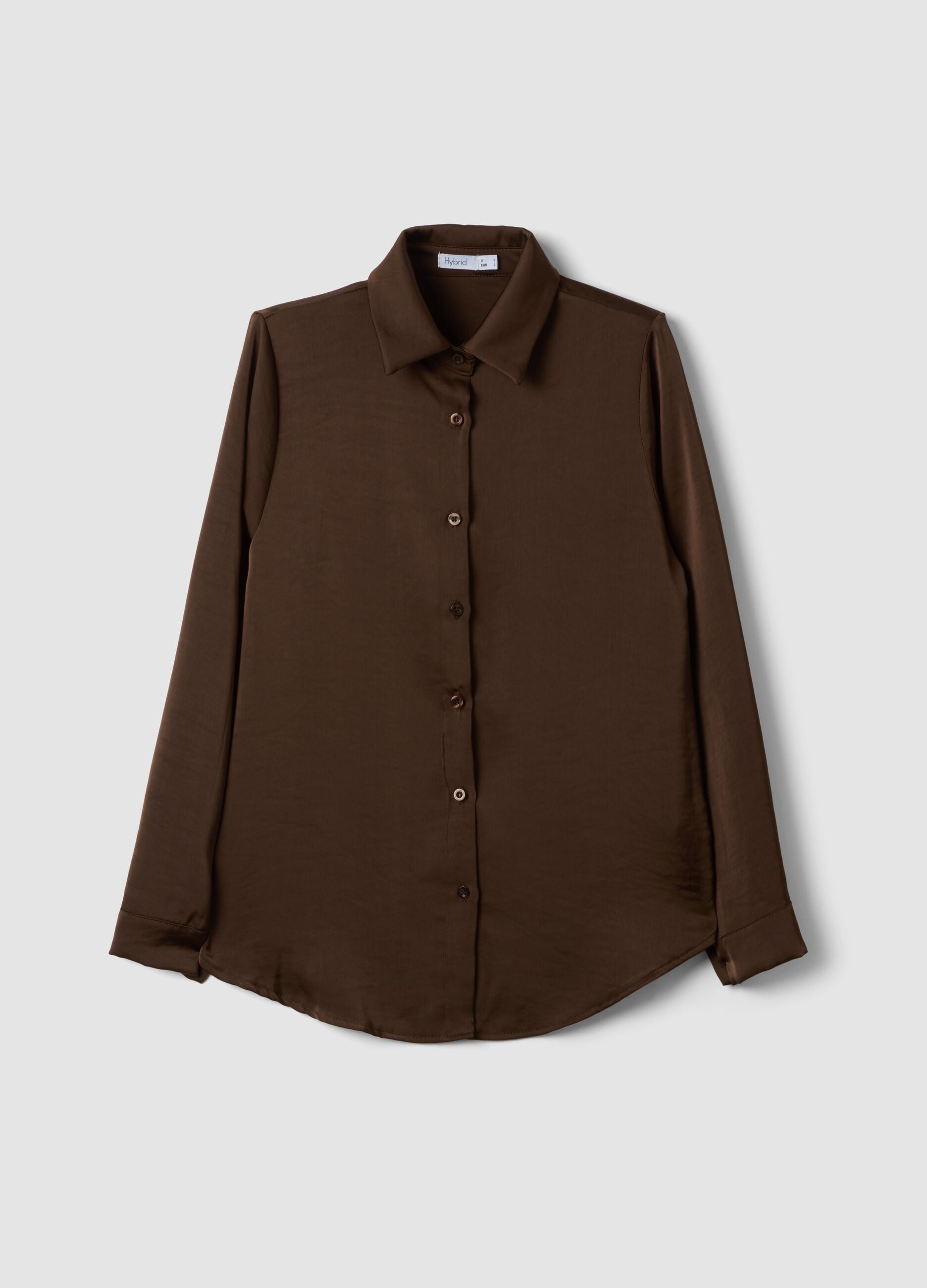 Camicia marrone regular fit con colletto classico