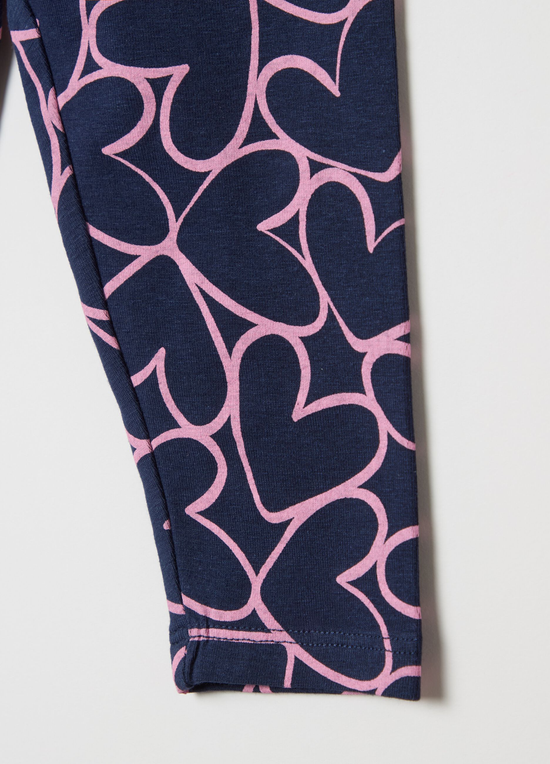 Bipack leggings in cotone stretch con stampa 
