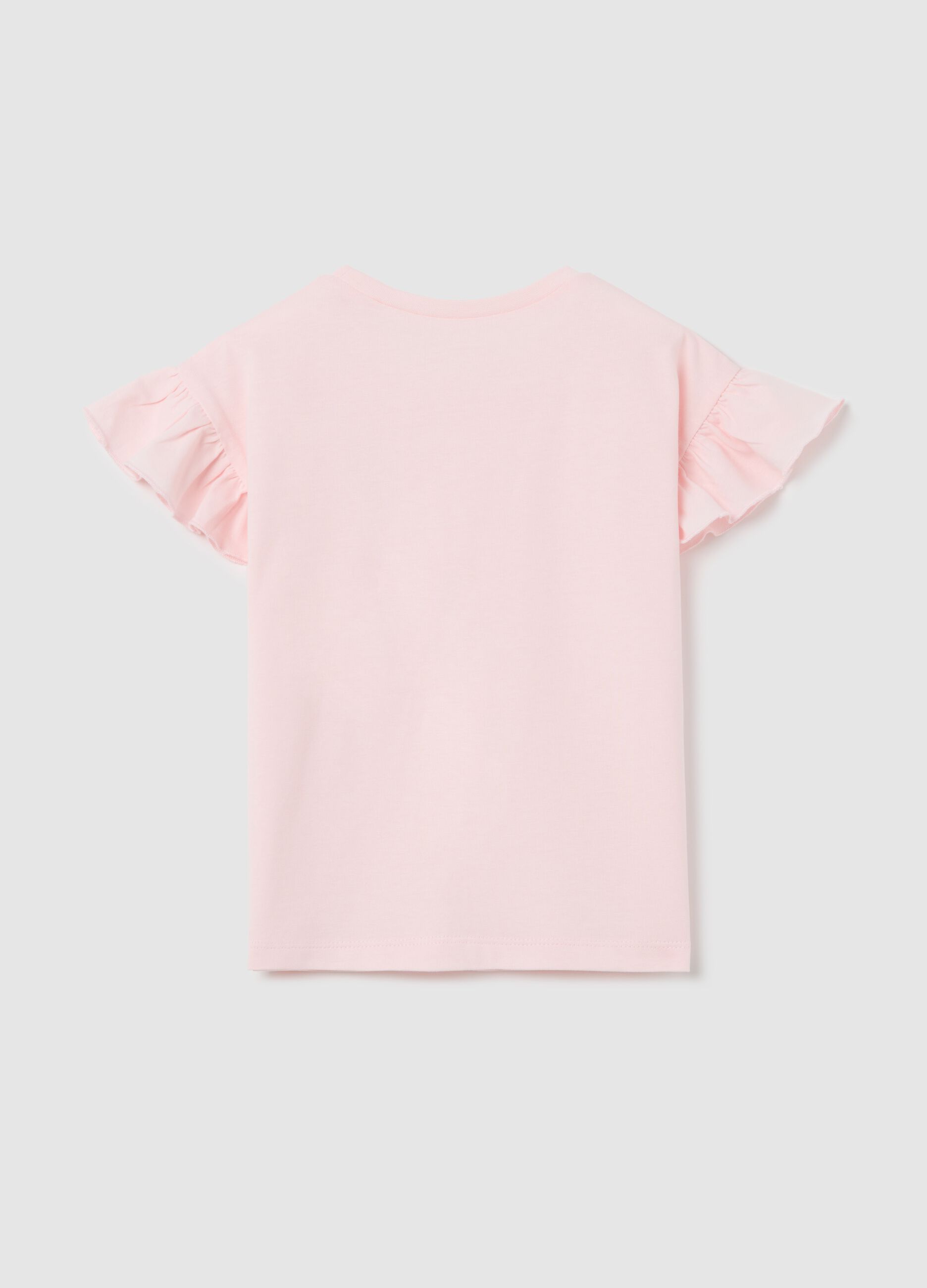 T-shirt rosa in cotone con strass