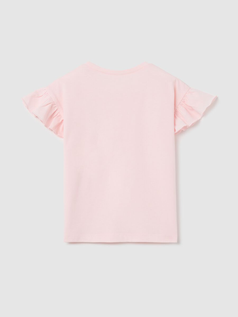 Pink T-shirt in cotton with diamantés_1