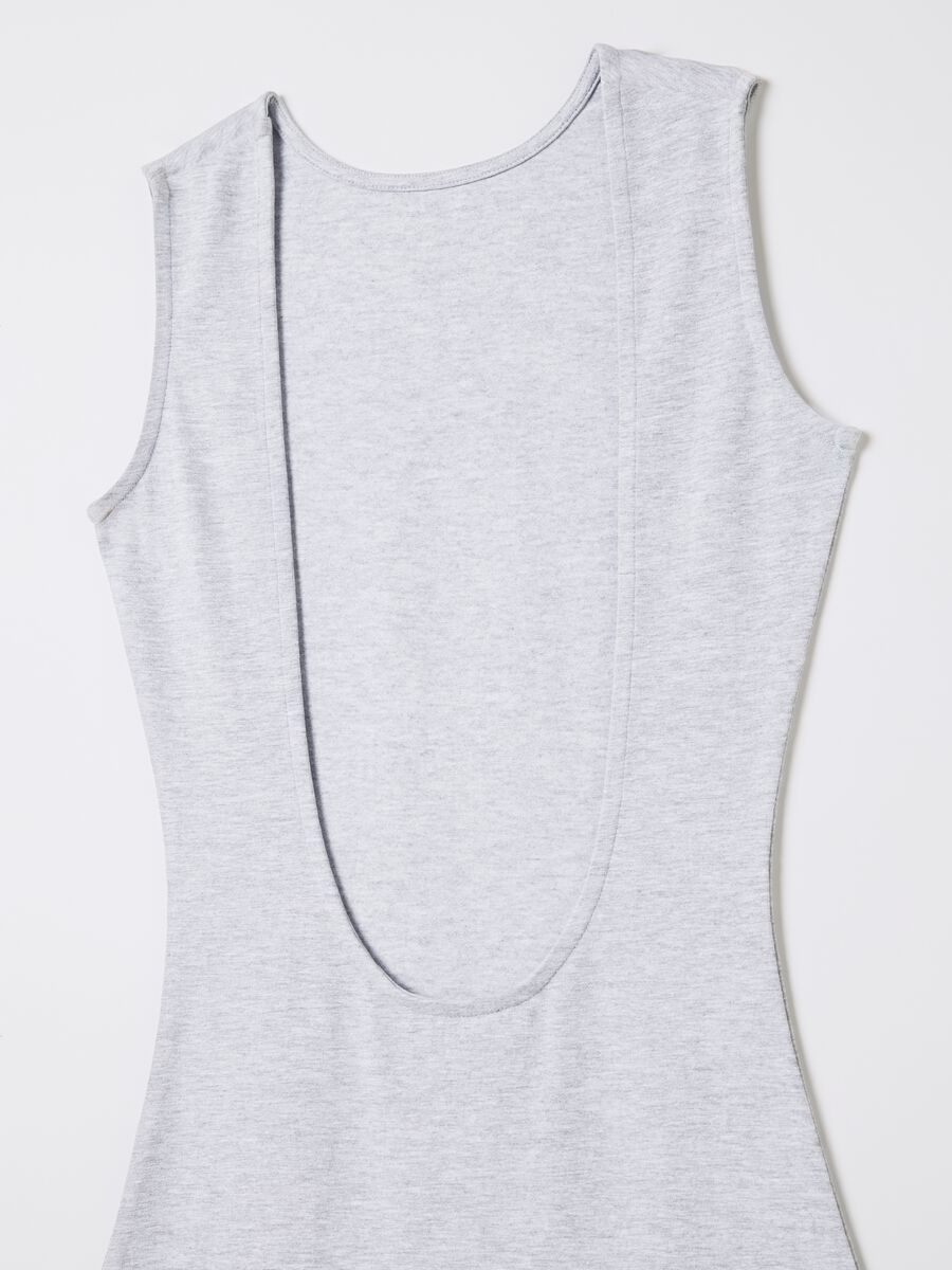 Grey Long Cotton Stretch Dress_7