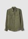 Regular fit pure linen green shirt with pockets_4