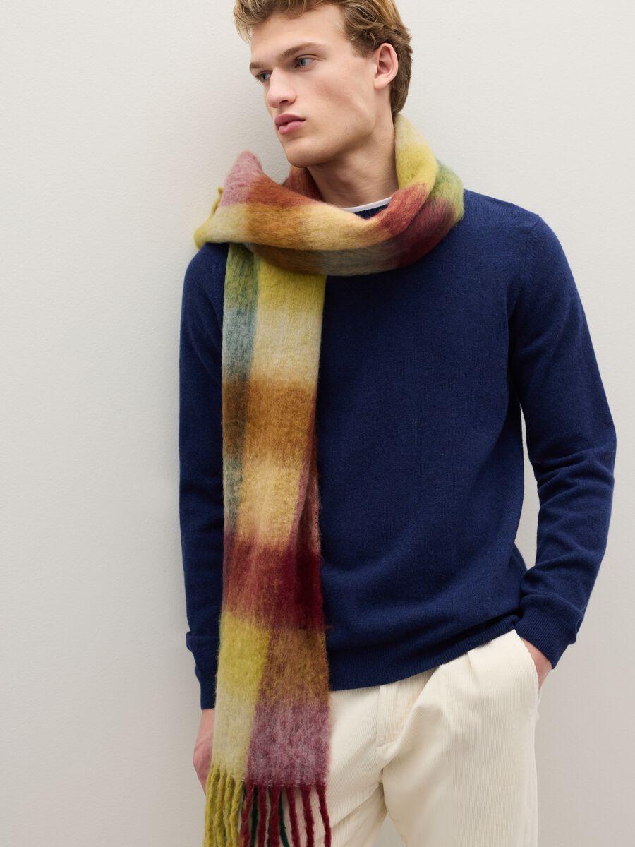 Blue crew neck pure lambswool sweater regular fit_3