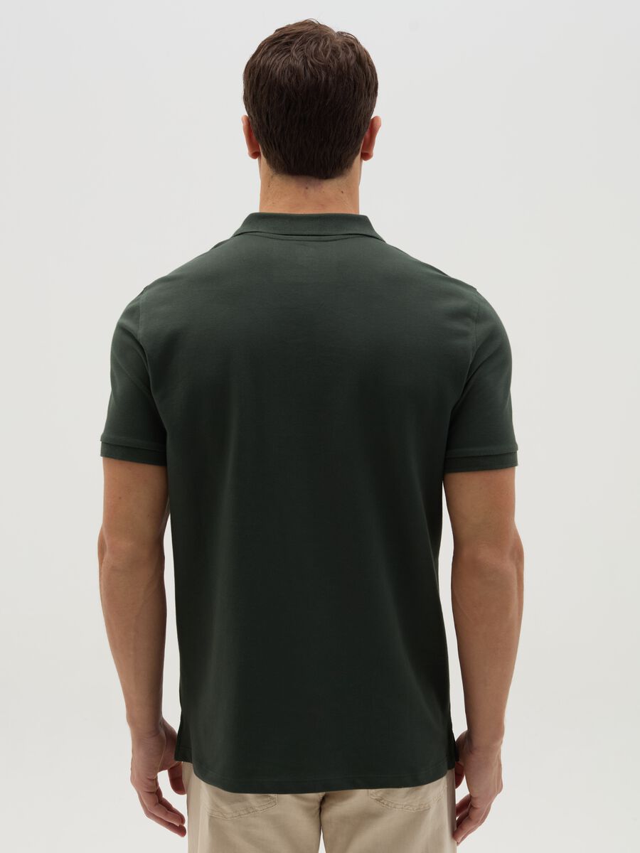 Stretch cotton polo shirt with pocket_2