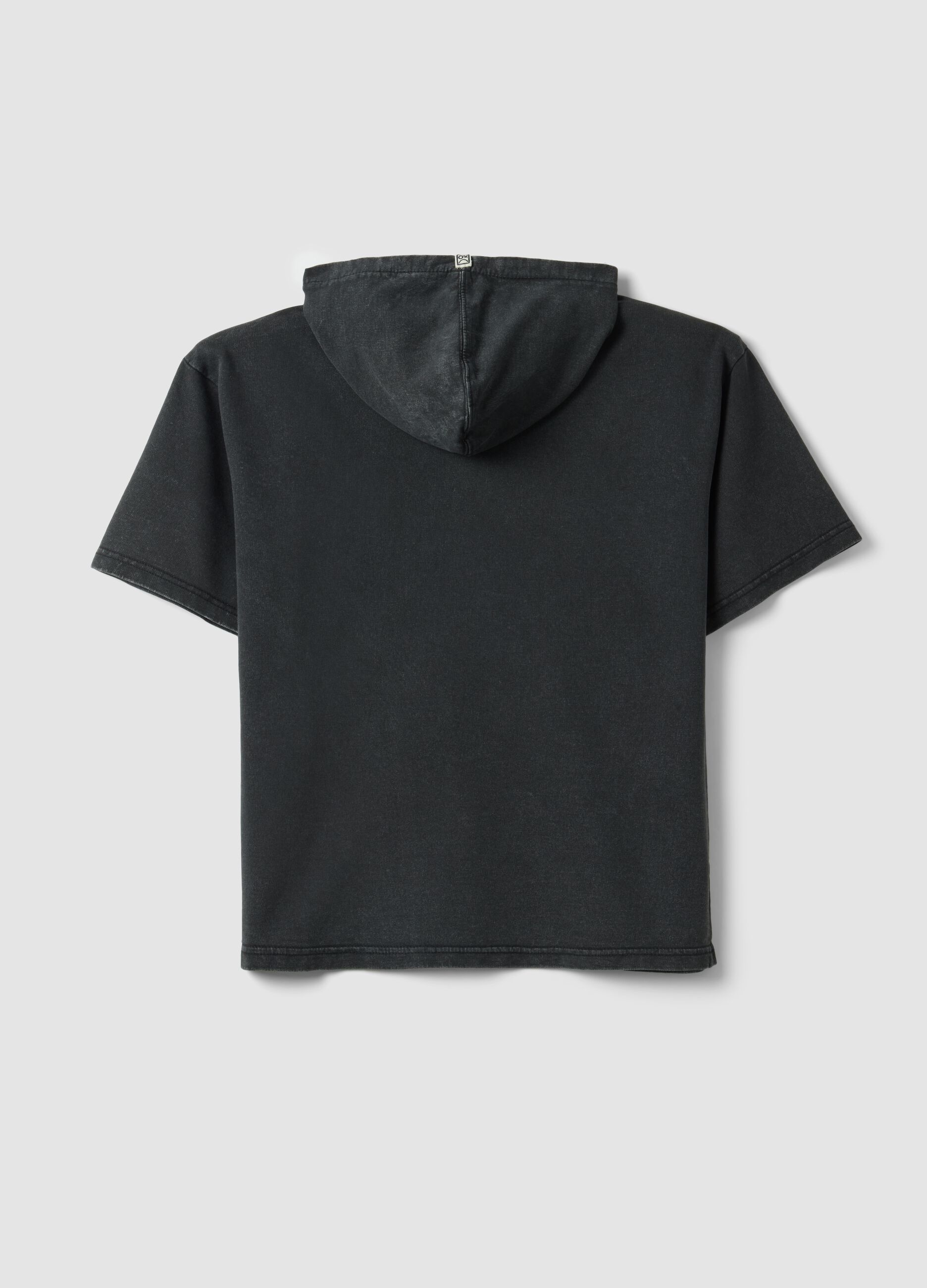 Boys' oversized black pure cotton t-shirt with hood