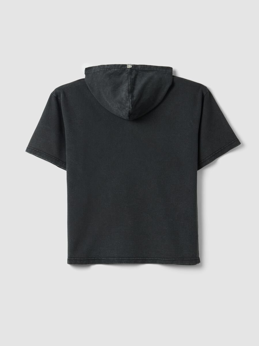 Boys' oversized black pure cotton t-shirt with hood_4