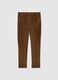 Brown regular fit stretch cotton trousers_0