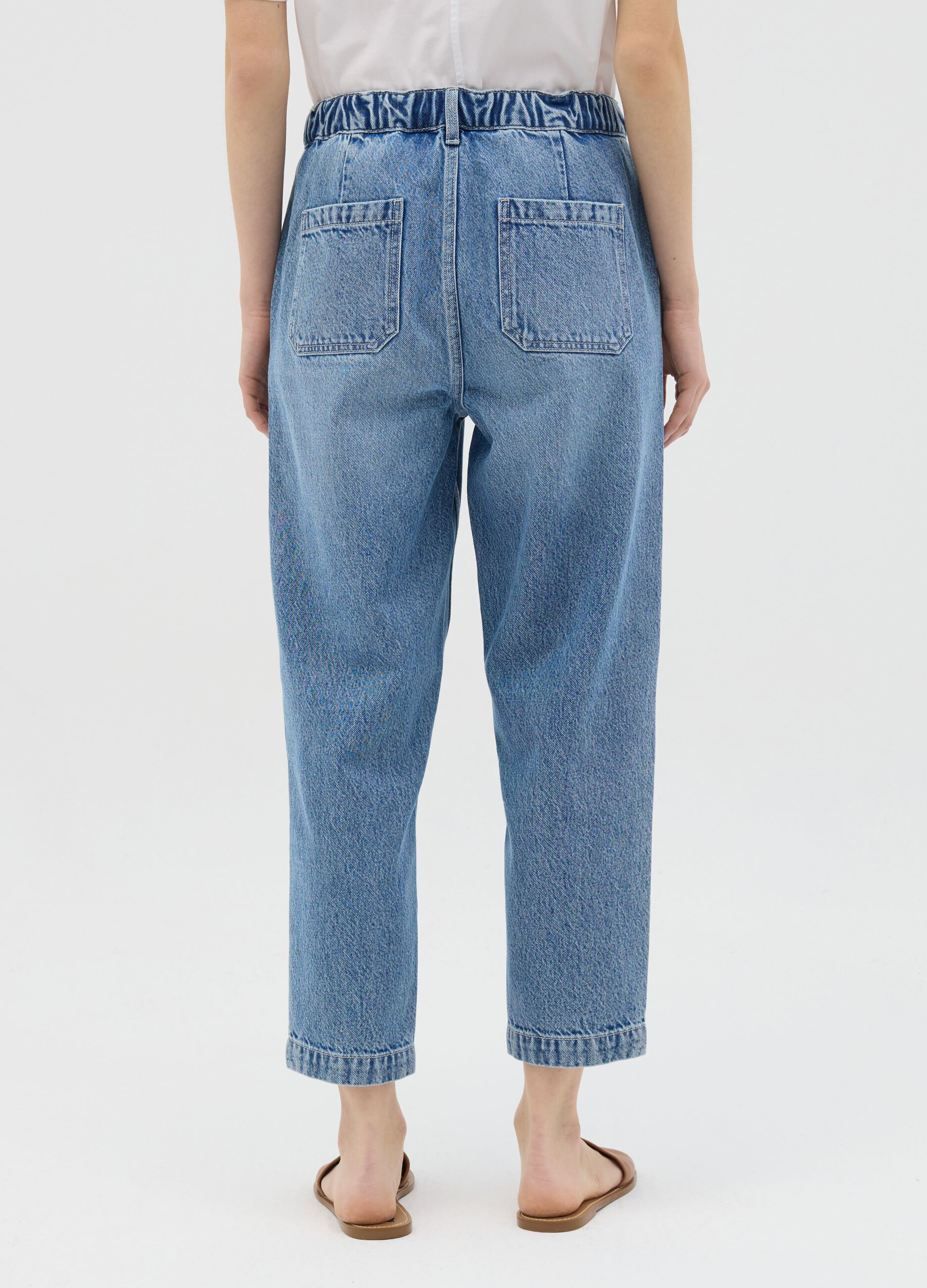 Jeans carrot fit blu in cotone