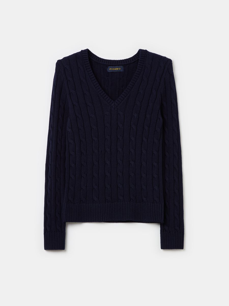 Pullover a trecce con scollo a V_4