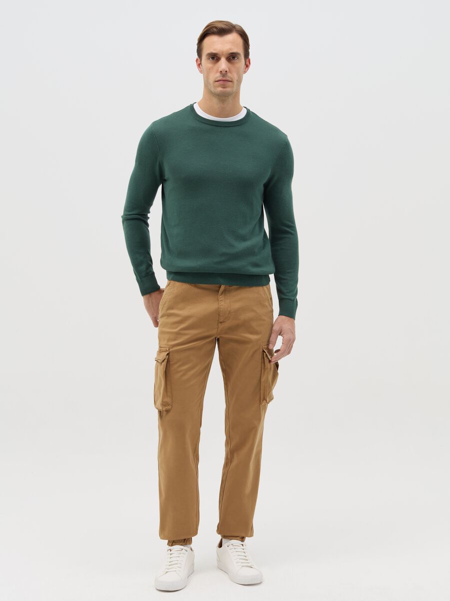 Stretch cotton cargo trousers_0