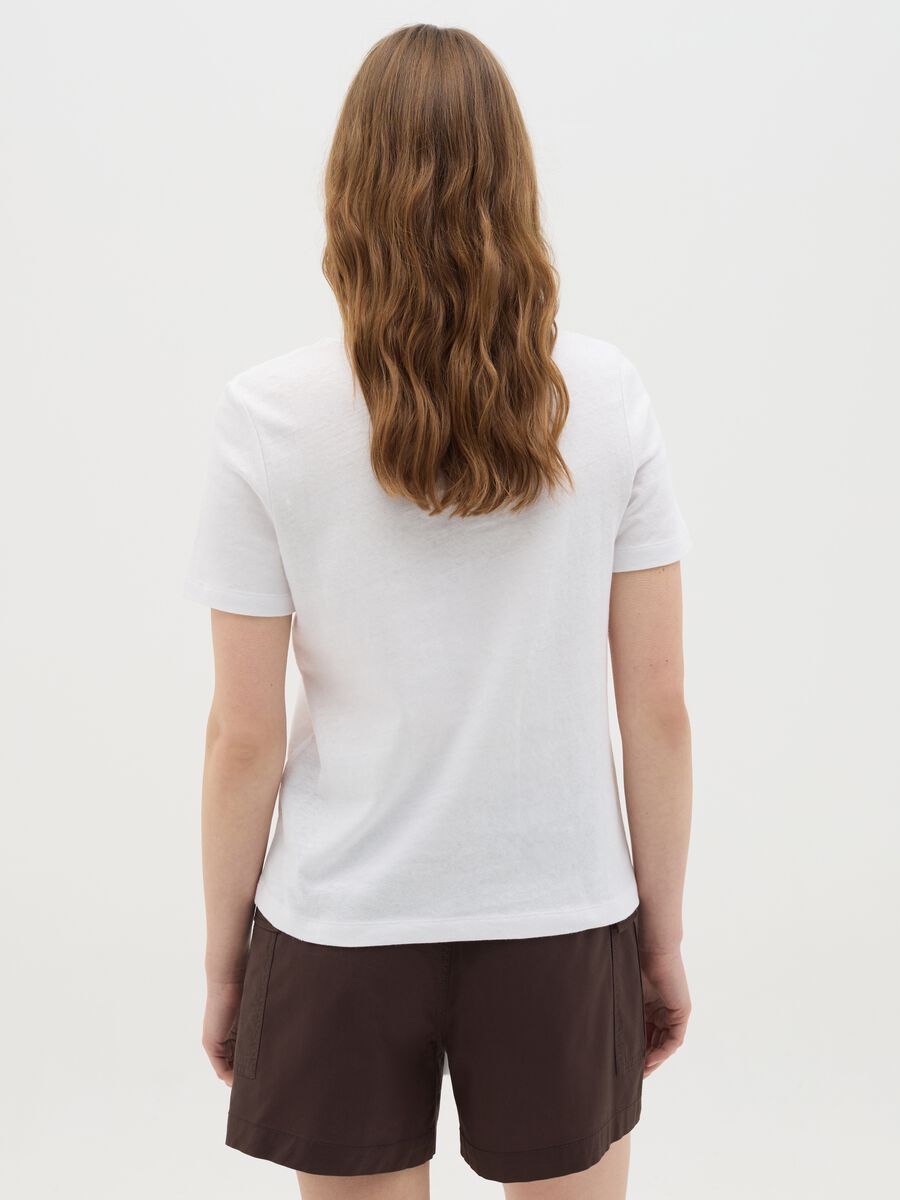 White T-shirt in cotton and linen_3