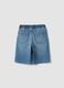 Light blue stretch cotton denim shorts_1