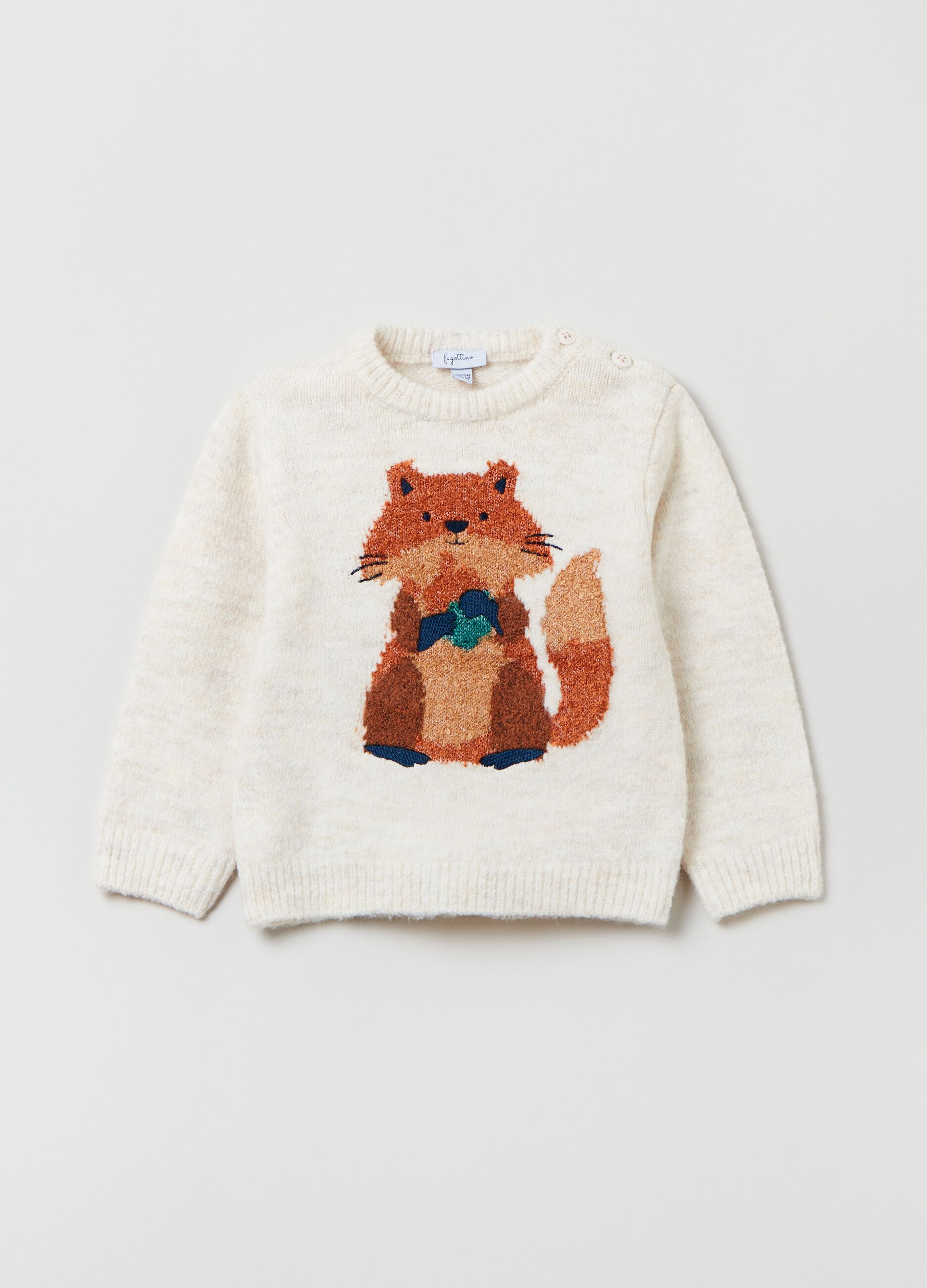 Pullover con disegno volpe jacquard_0