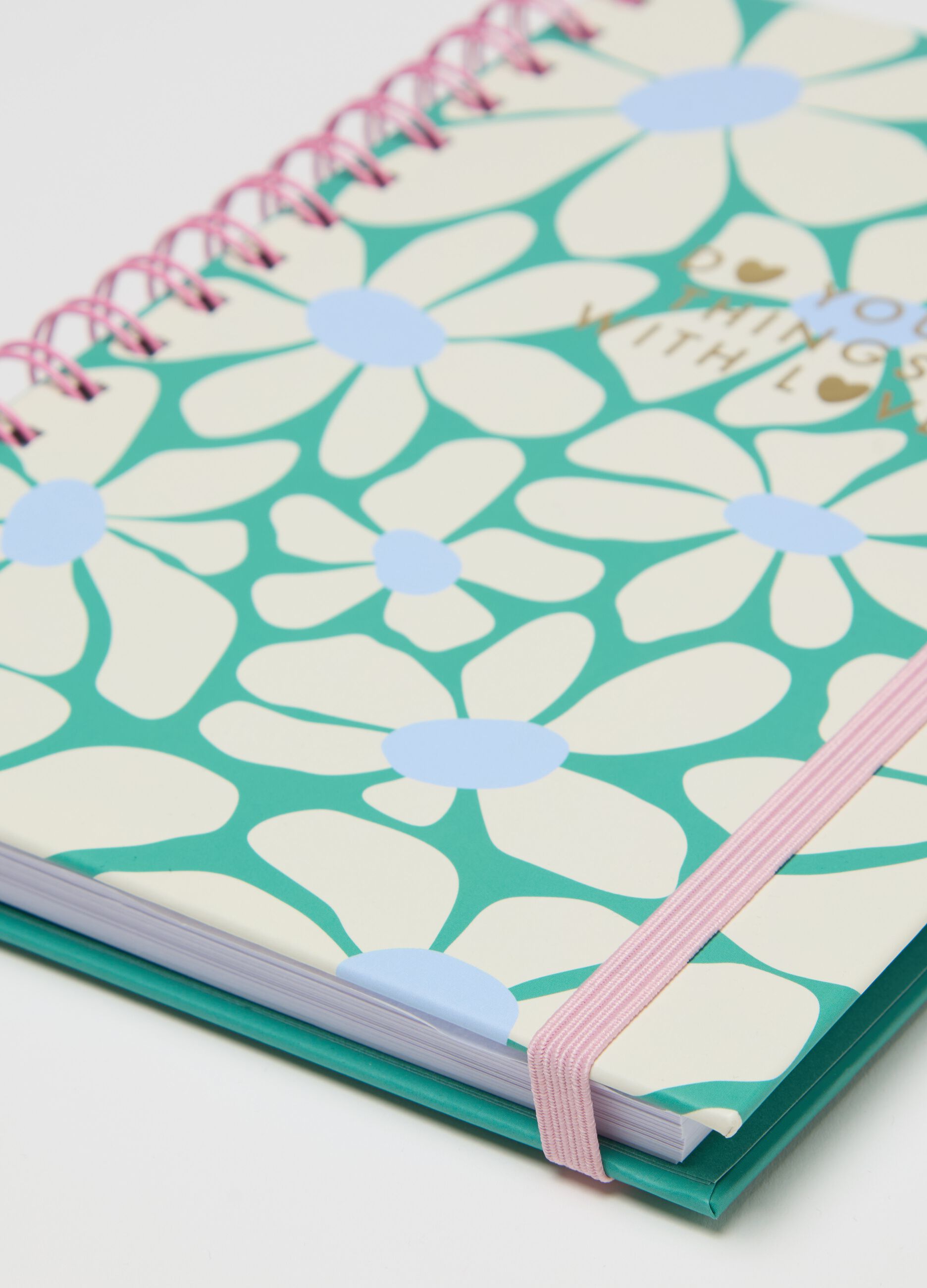Spiral notepad with flowers print