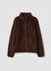 Brown regular-fit crew-neck sweatshirt with zip_0