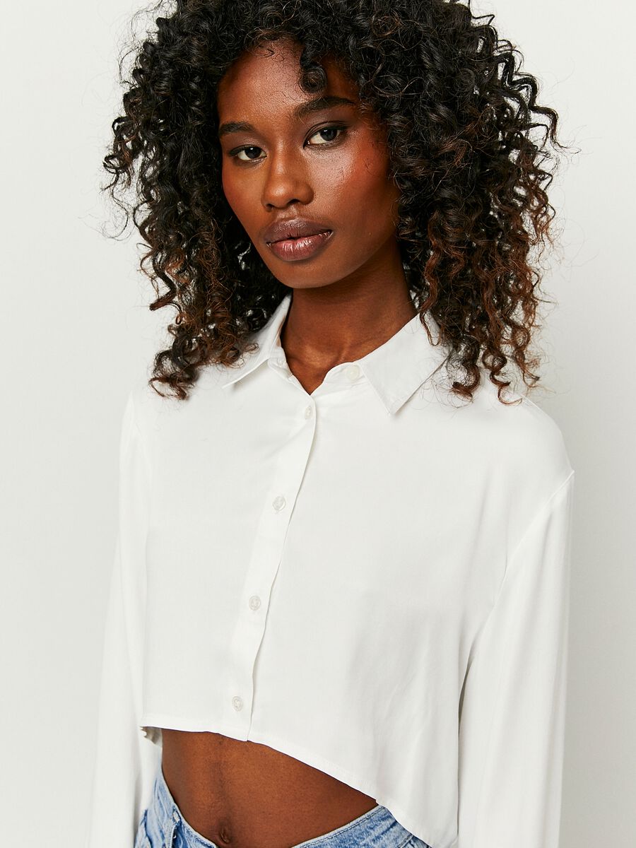 Cropped shirt in viscose_1