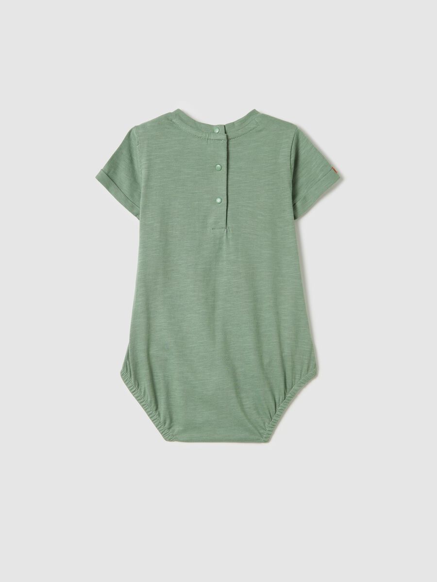 Green bodysuit in organic cotton with Sylvester the Cat print_1