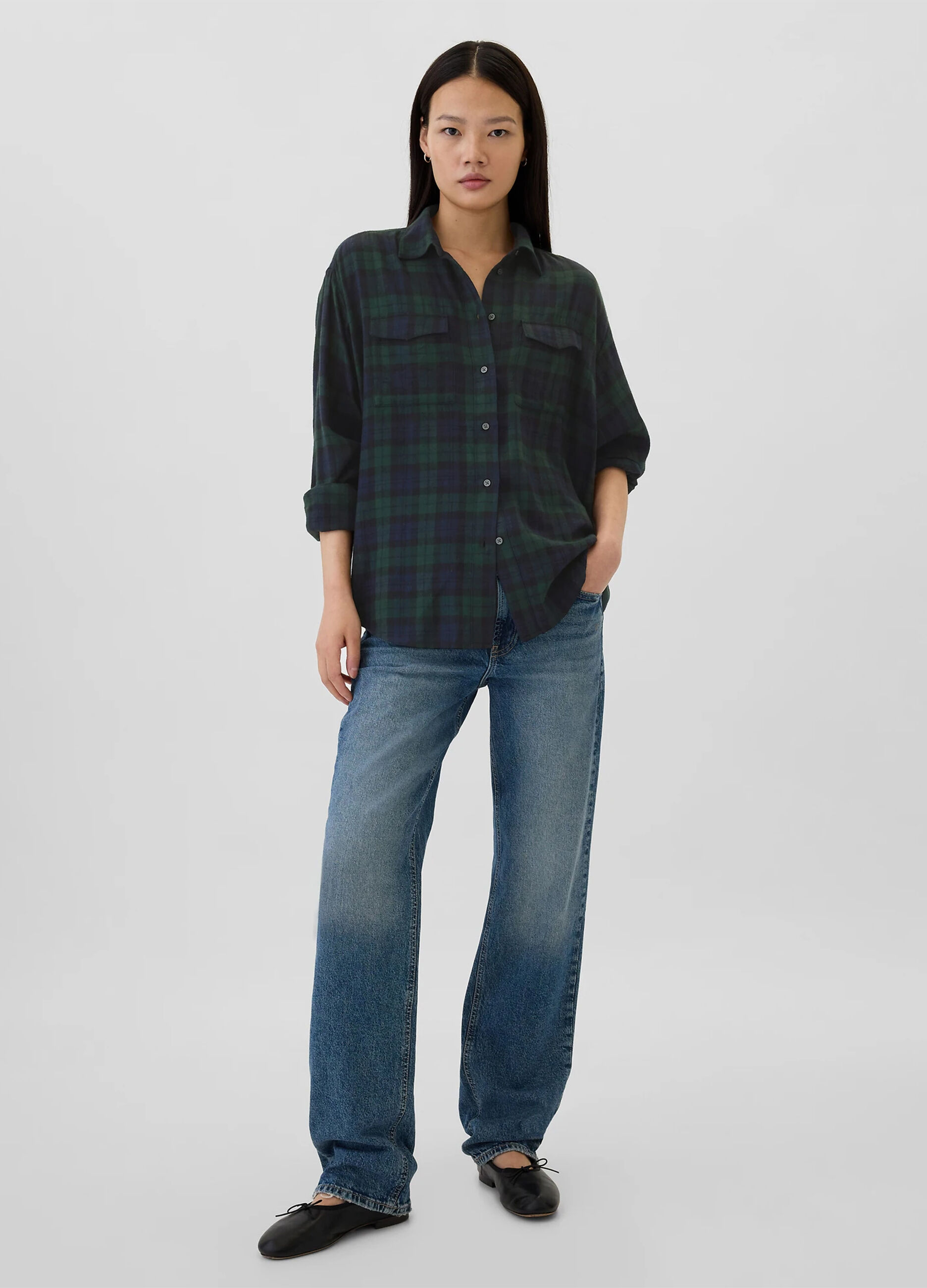 Check flannel shirt with pockets