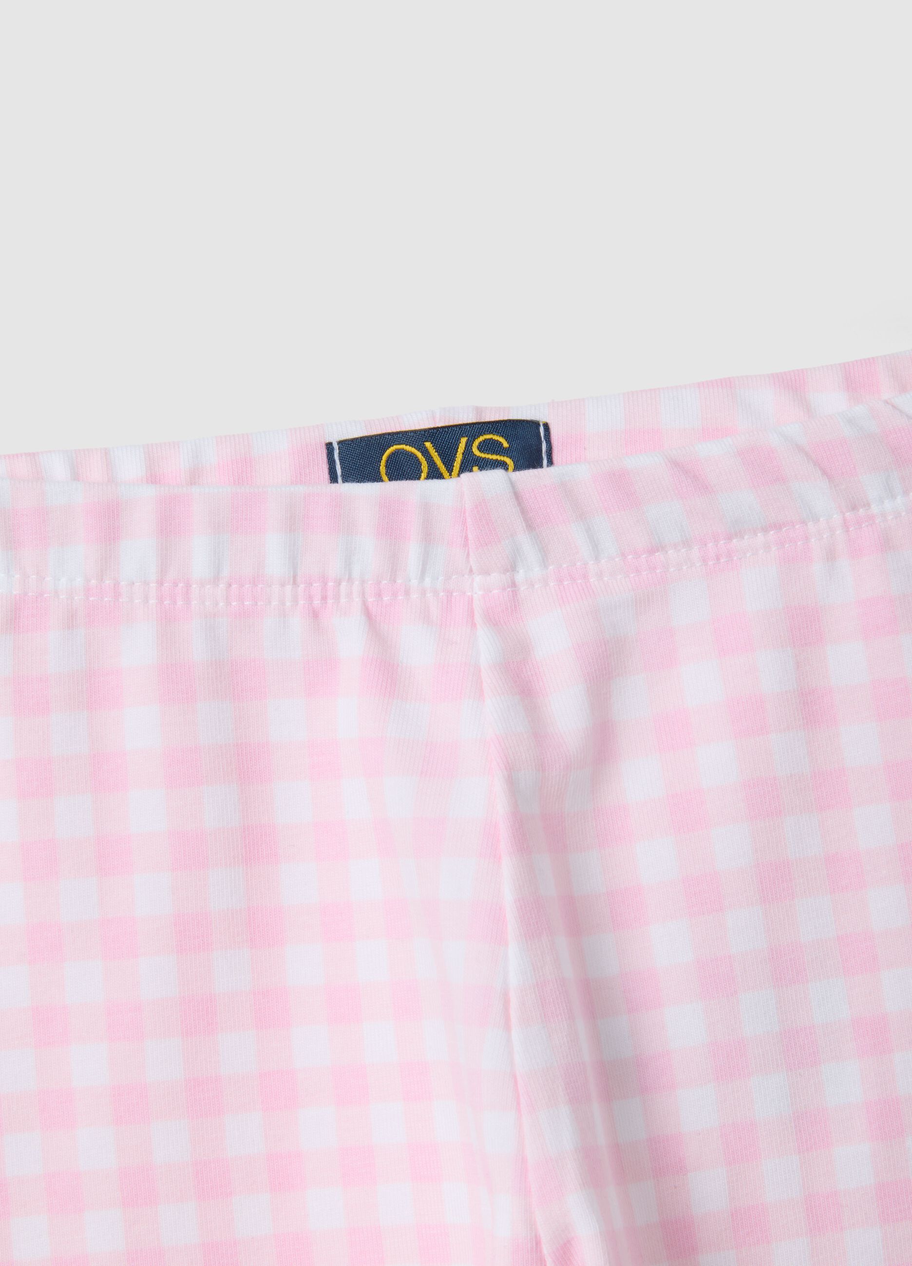 Girls' Multicoloured Check Skinny Cotton Leggings