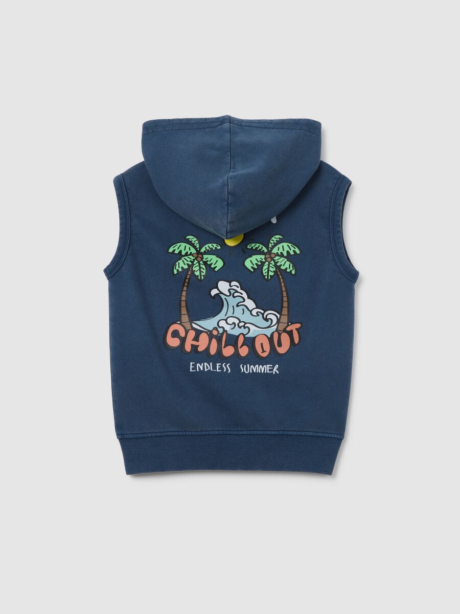 Children's Sleeveless Blue Cotton Hoodie - Regular Fit_1