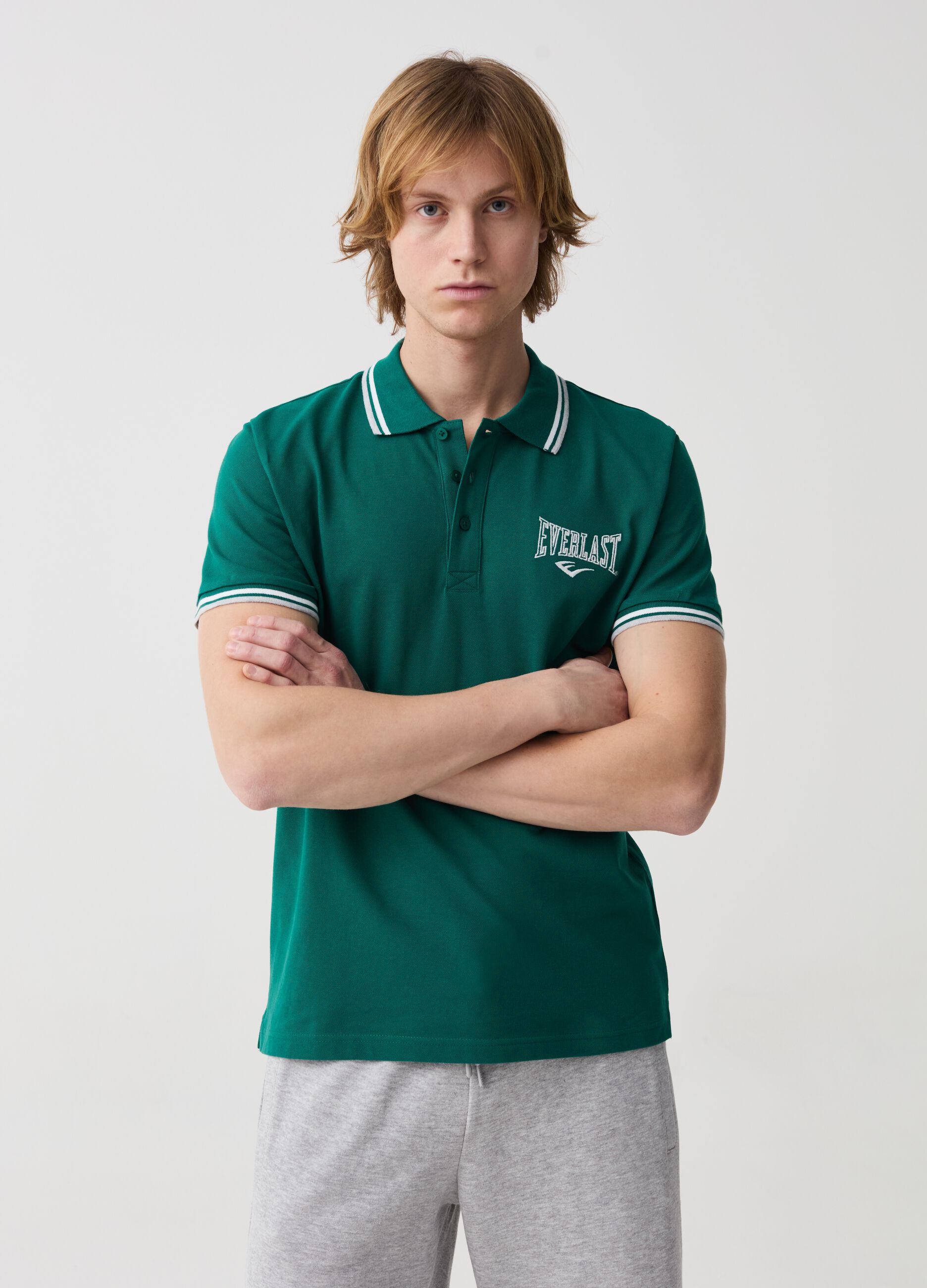 Ovs Polo con profili rigati e ricamo logo