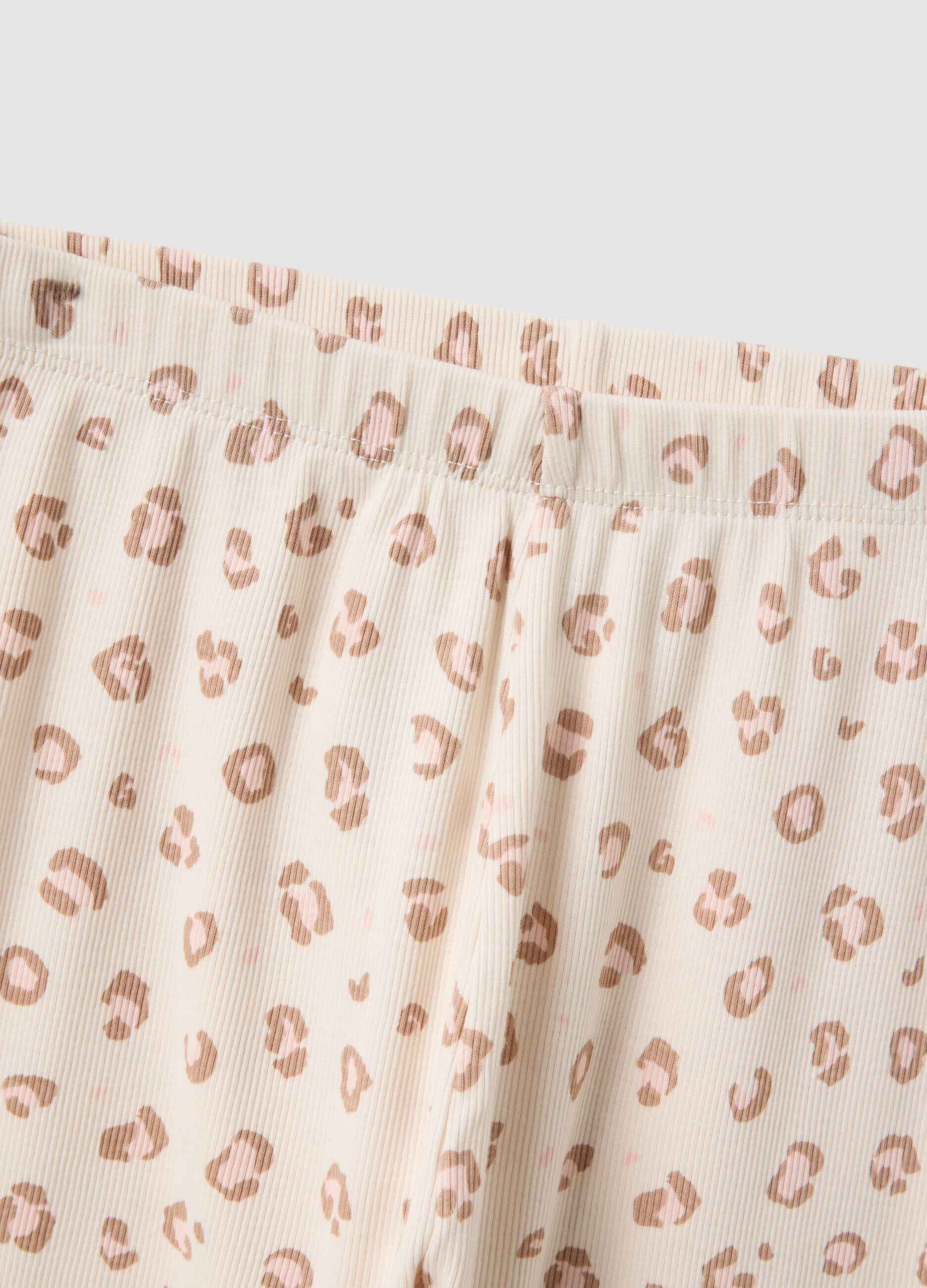 Beige pure organic cotton printed pyjamas for girls
