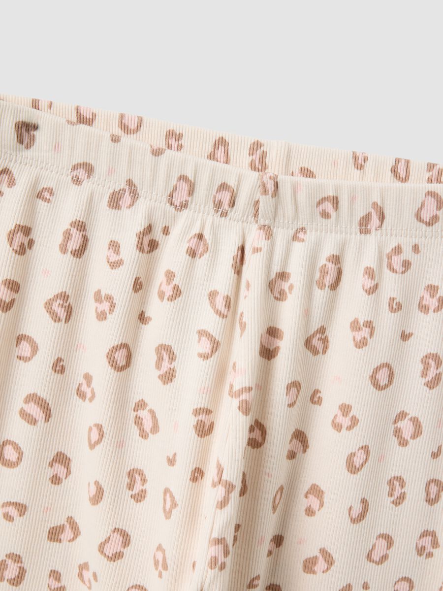 Beige pure organic cotton printed pyjamas for girls_3