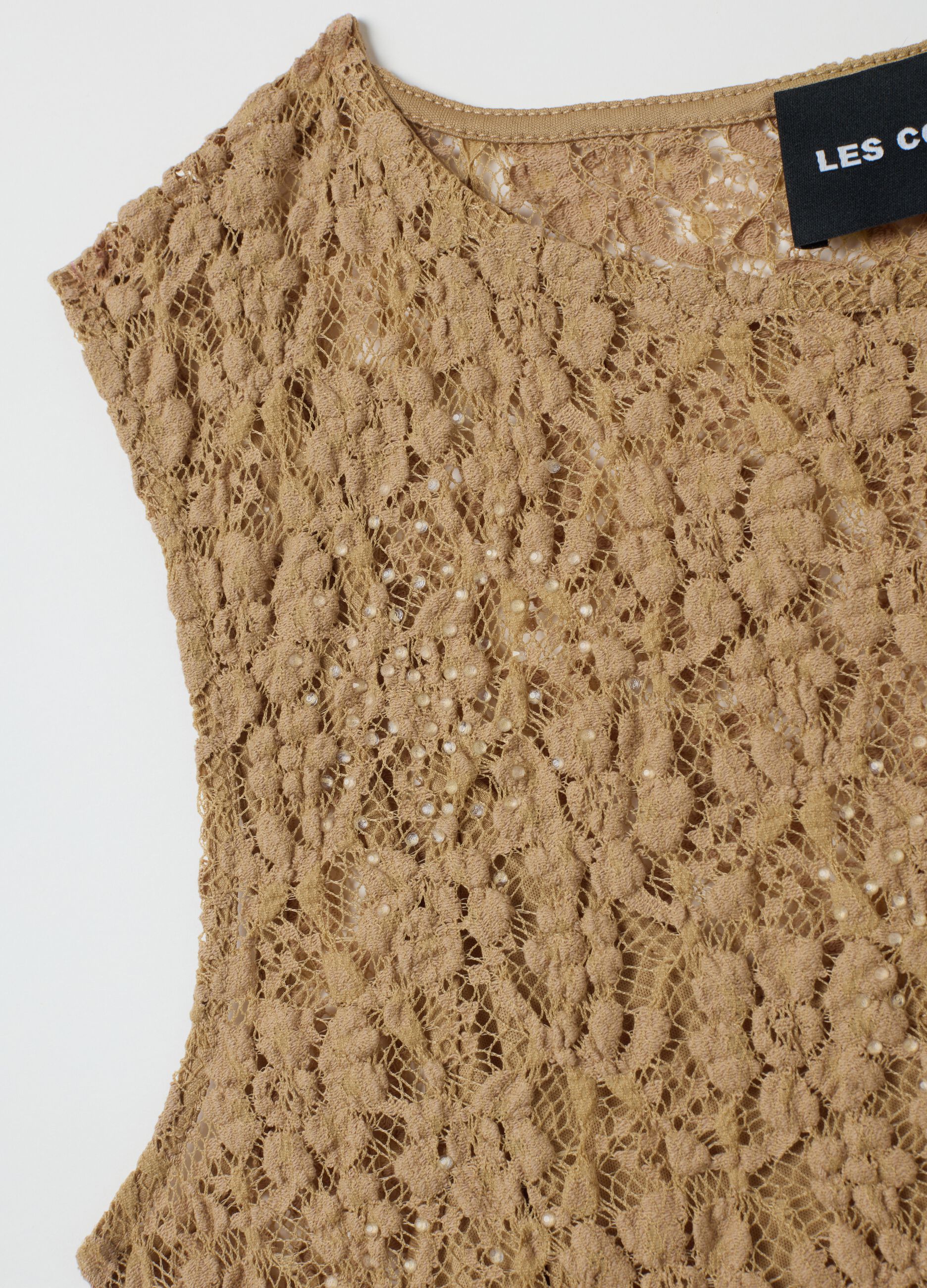 Fitted Beige Lace Women's Top