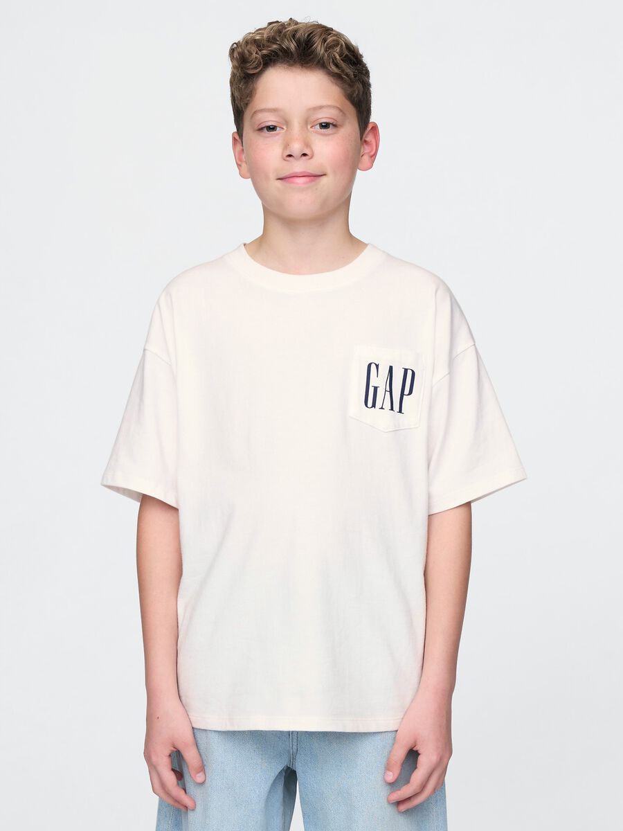 White pure cotton T-shirt GAP Kids_0