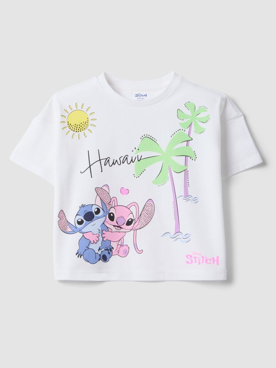 T-shirt in cotone elasticizzato bianca da bambina regular fit_0