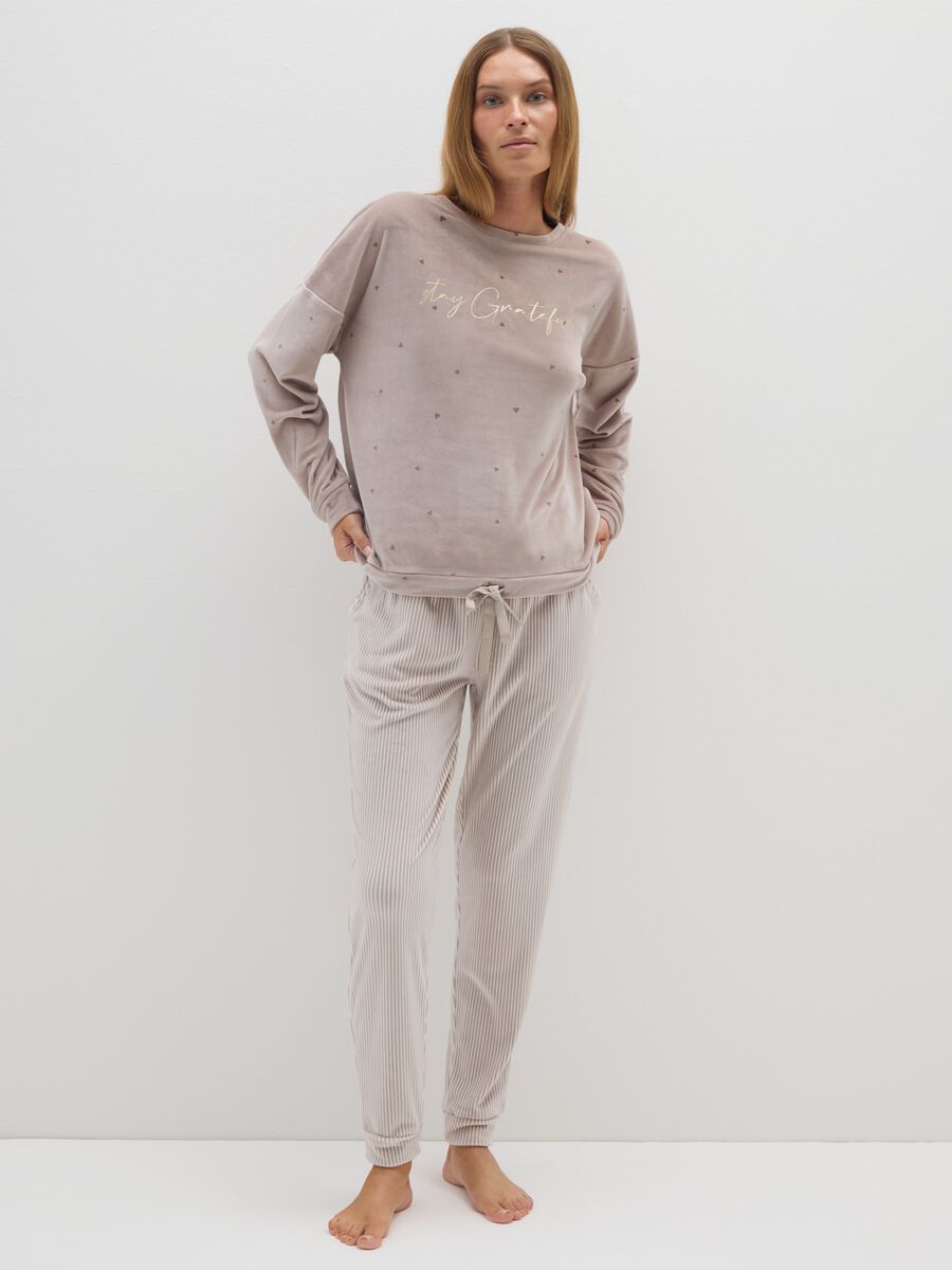 Pantaloni da pigiama beige regolabile in vita_0
