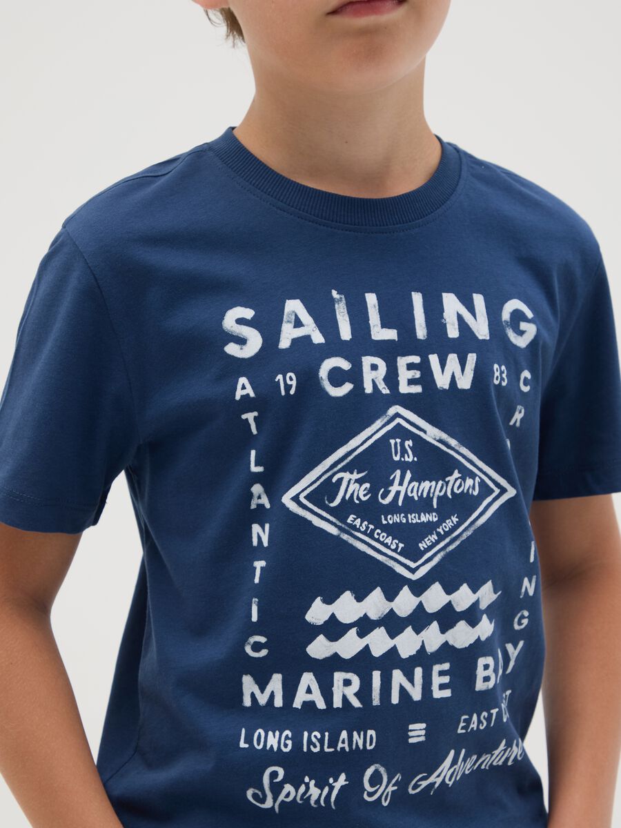 T-shirt da ragazzo in puro cotone blu regular fit_2