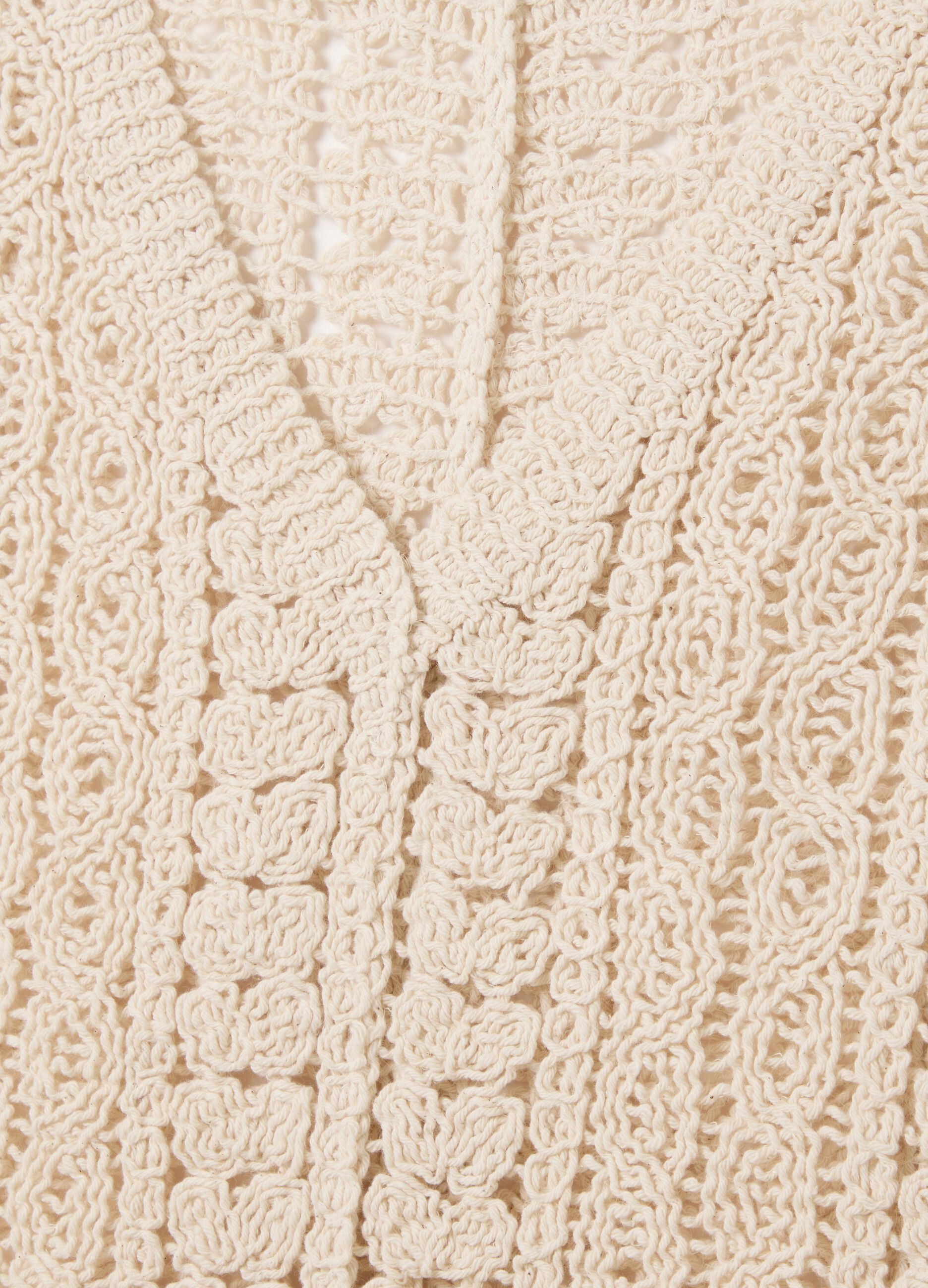Top cropped da donna in cotone beige regular fit