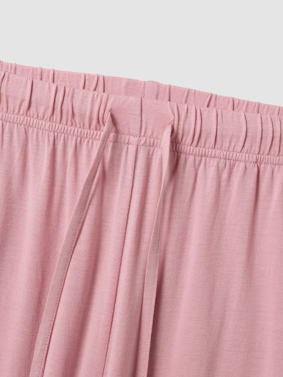 Pink pure viscose pyjama trousers with drawstring, regular fit_5