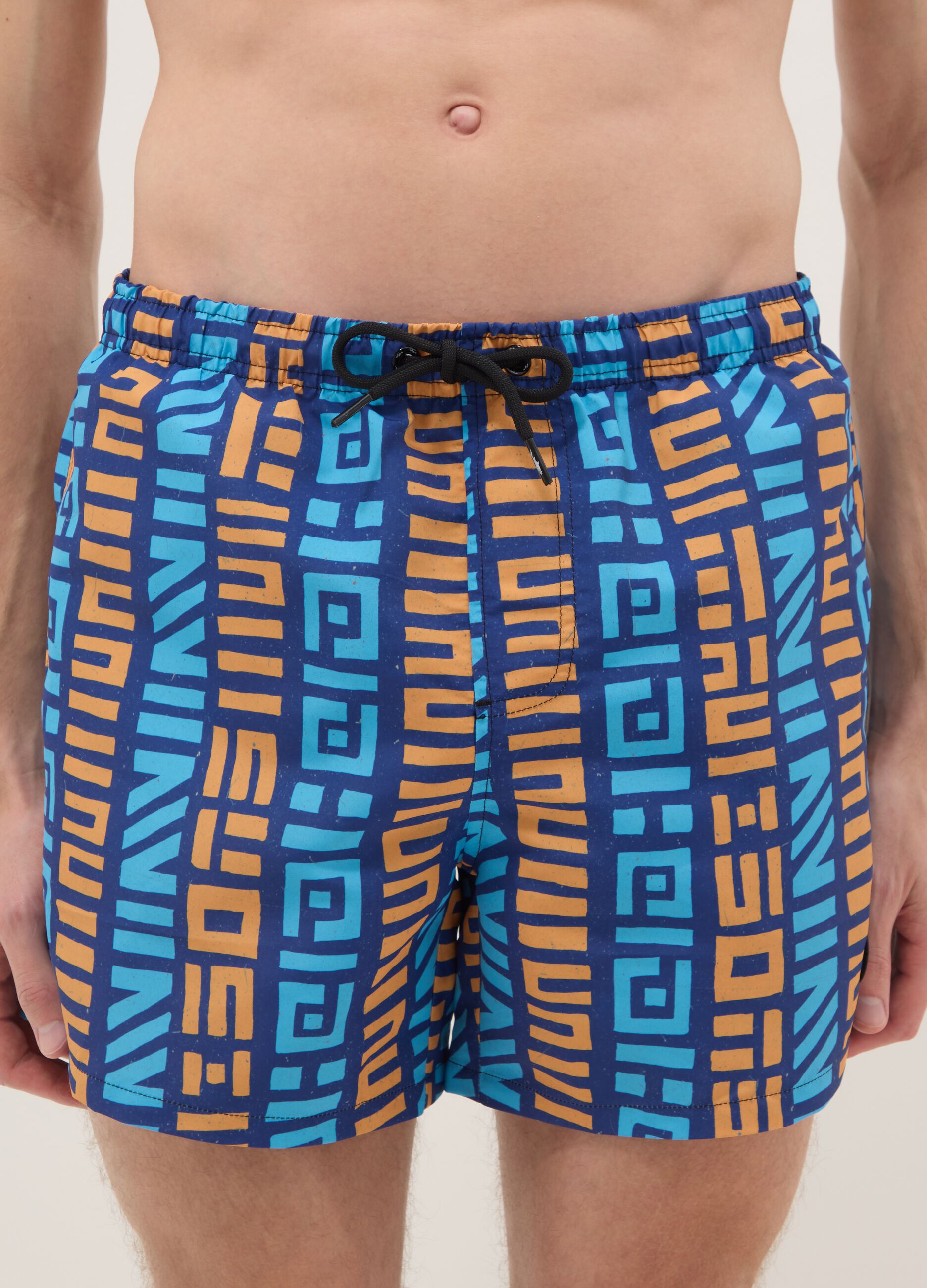 Multicolour geometric print swim shorts