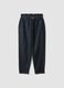 Blue denim baggy-fit pure cotton jeans with paper-bag waist_4