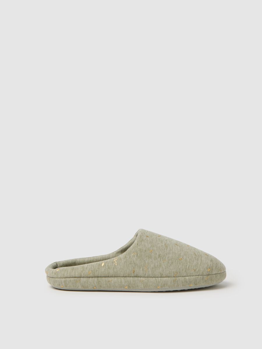 Women's Green Slippers with Gold Details_0