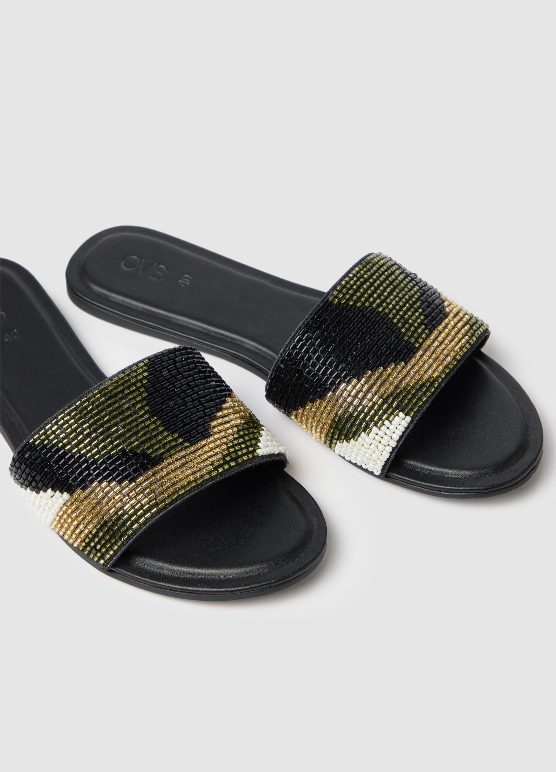Women's Multicolour Mesh Sandals with Rhinestones