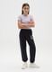 Girls' black jogger trousers in pure cotton with print_0