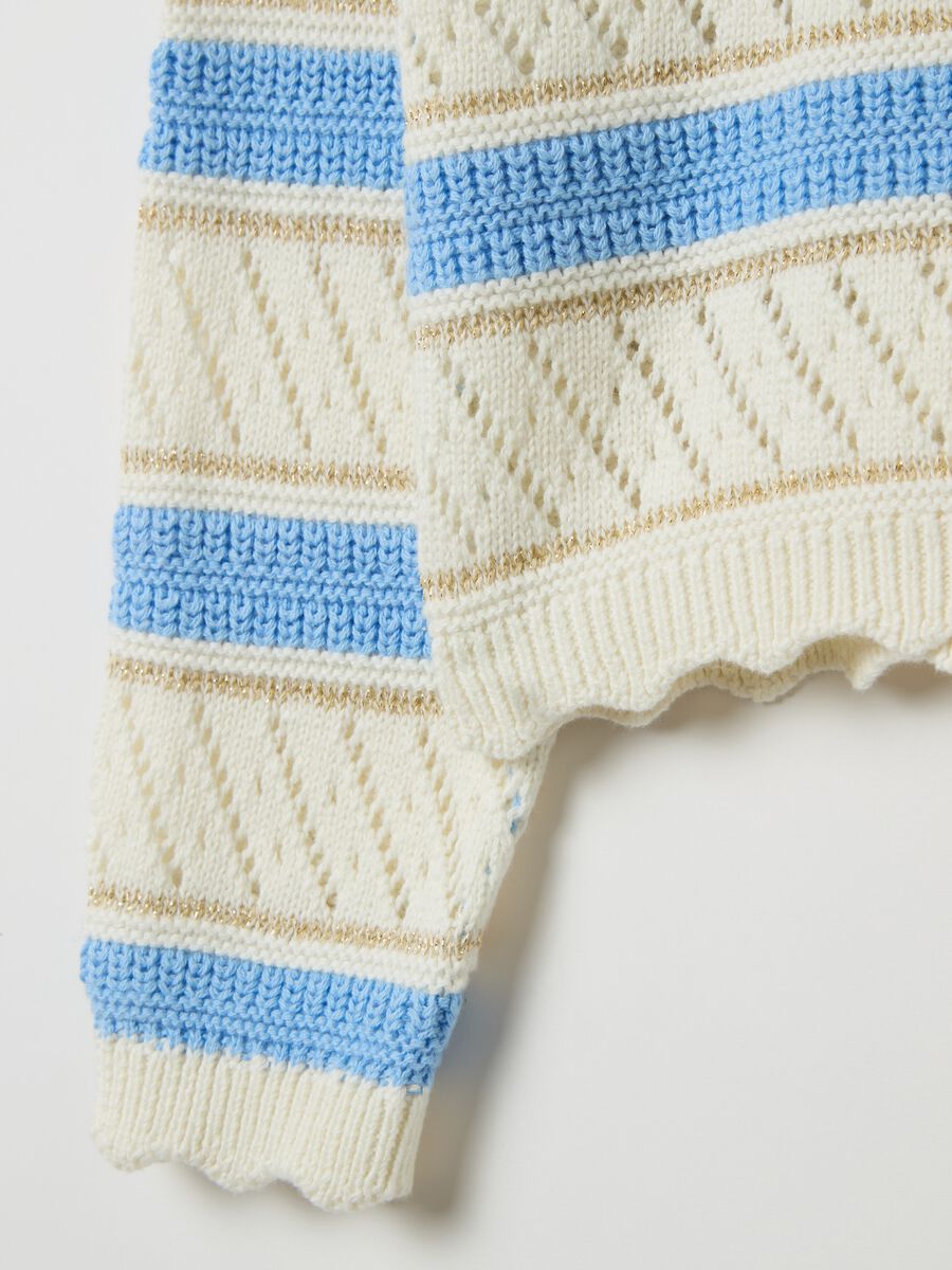 Striped pullover with openwork design_3