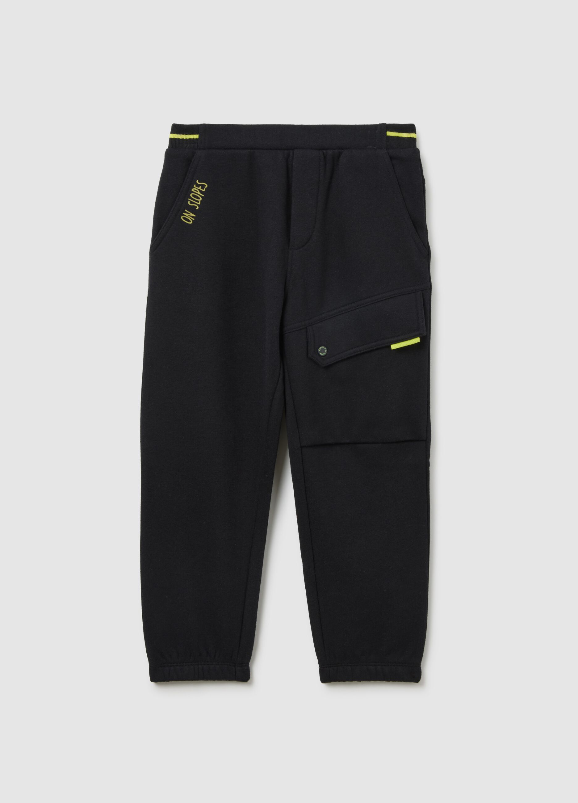 Children's black jogger trousers in regular-fit cotton blend