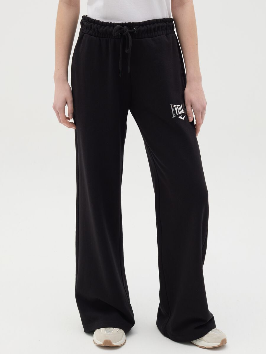 Black flare joggers with drawstring and logo print_1