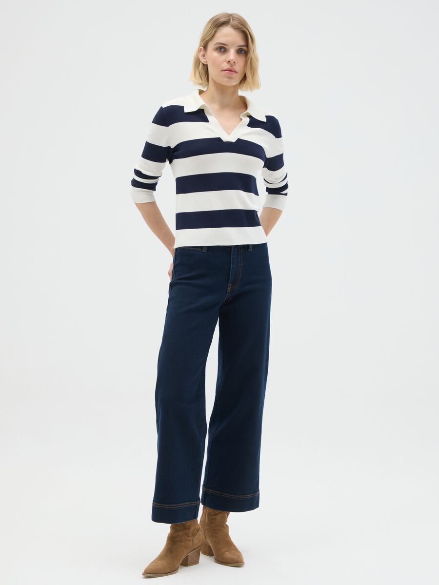 Blue and white mixed regular fit sweater_1