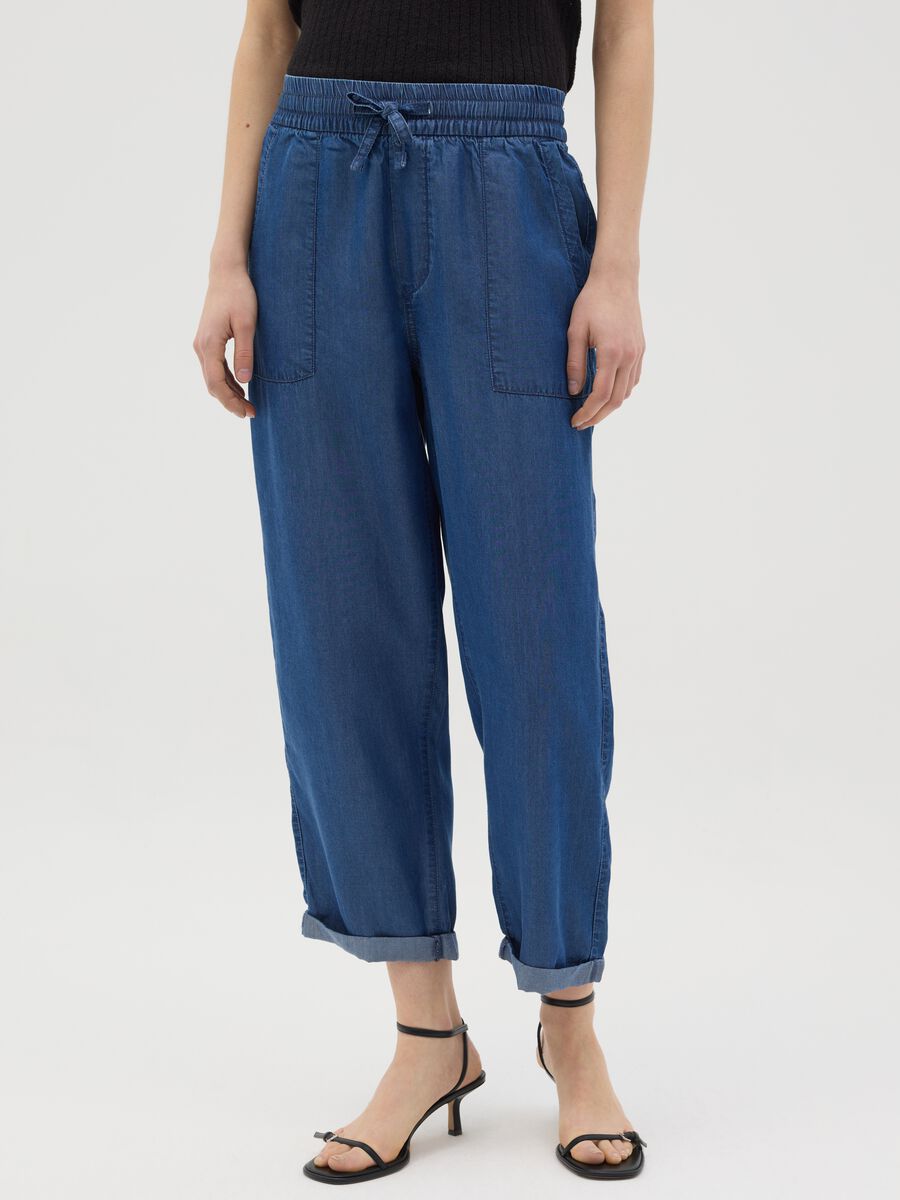 Blue relaxed-fit trousers in Lyocell_1
