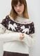 White Sweater with Graphic Pattern in Wool Blend_0