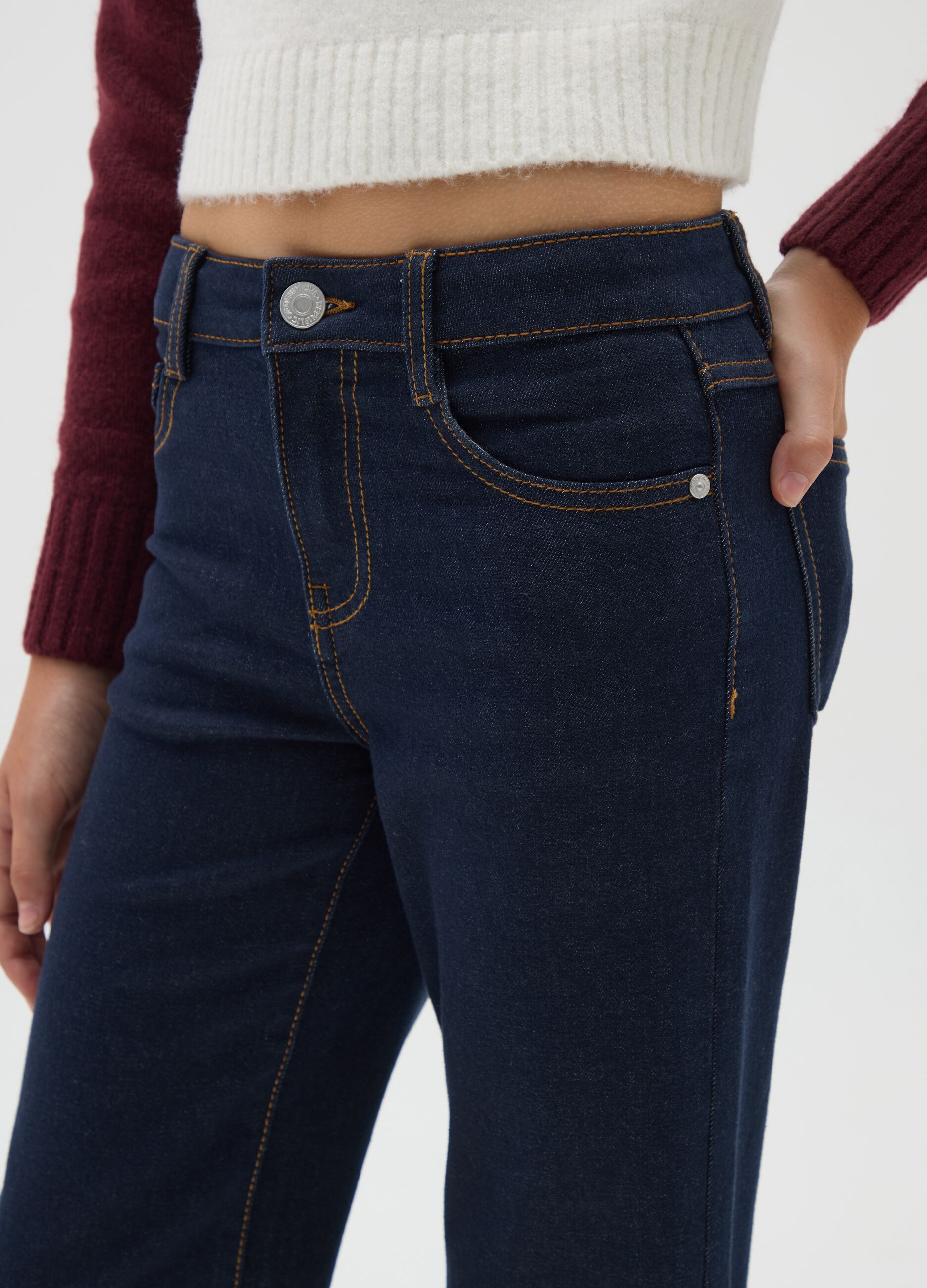 Girls' blue wide leg denim jeans