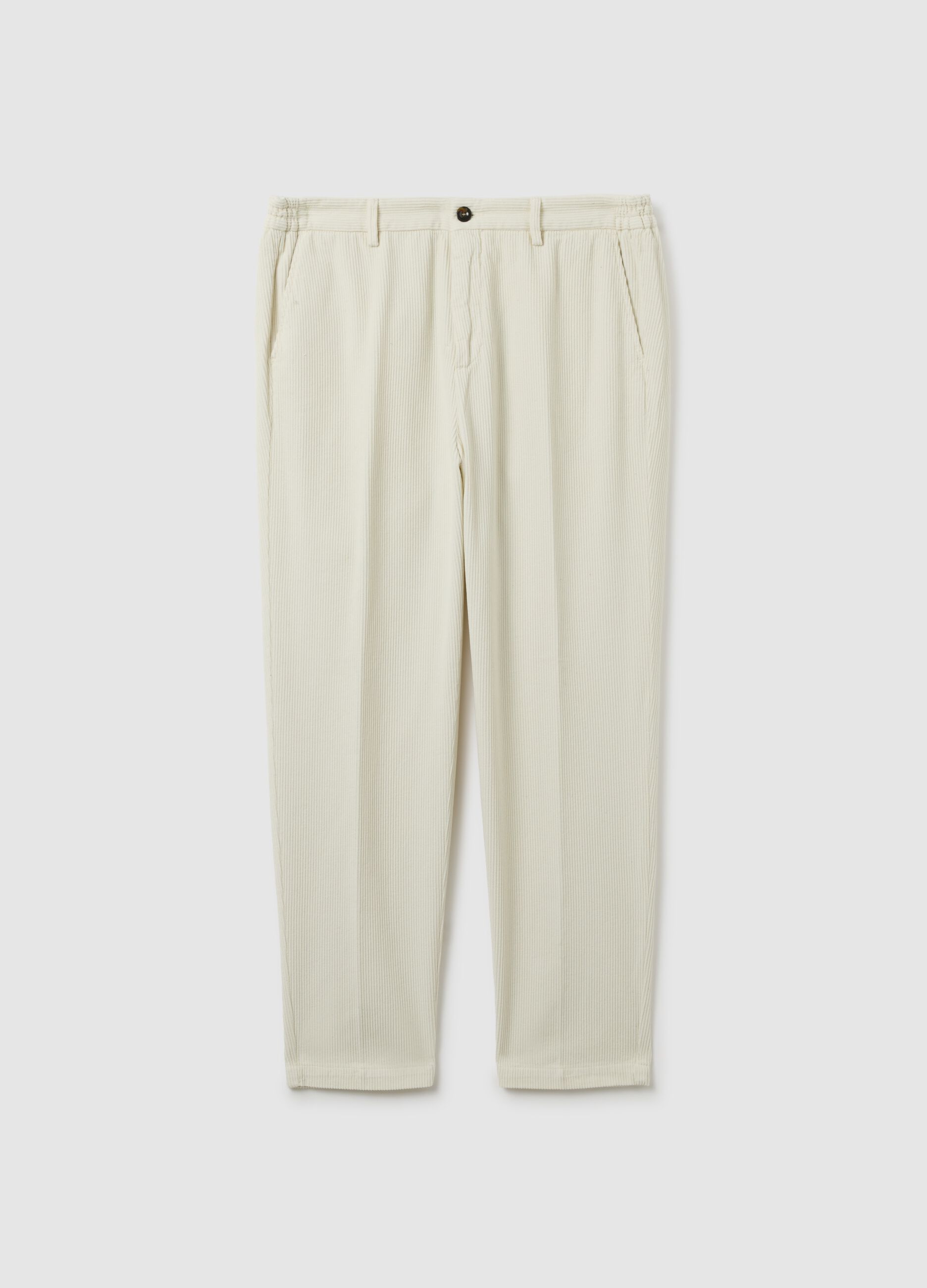 White corduroy chino trousers in pure cotton with regular fit