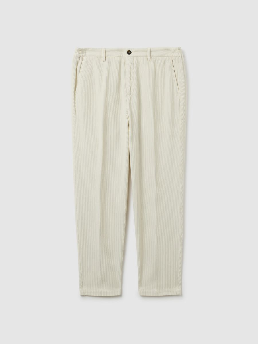 White corduroy chino trousers in pure cotton with regular fit_0