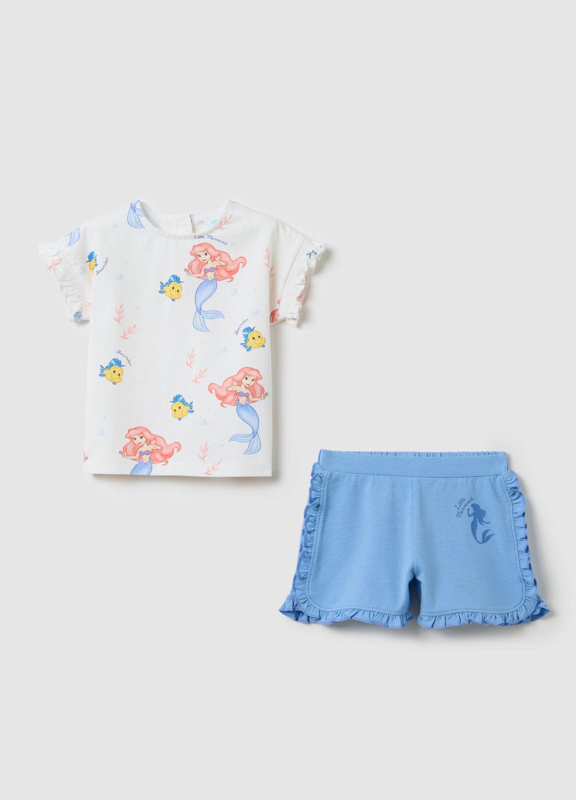 Completo jogging da bambina in cotone elasticizzato bianco regular fit