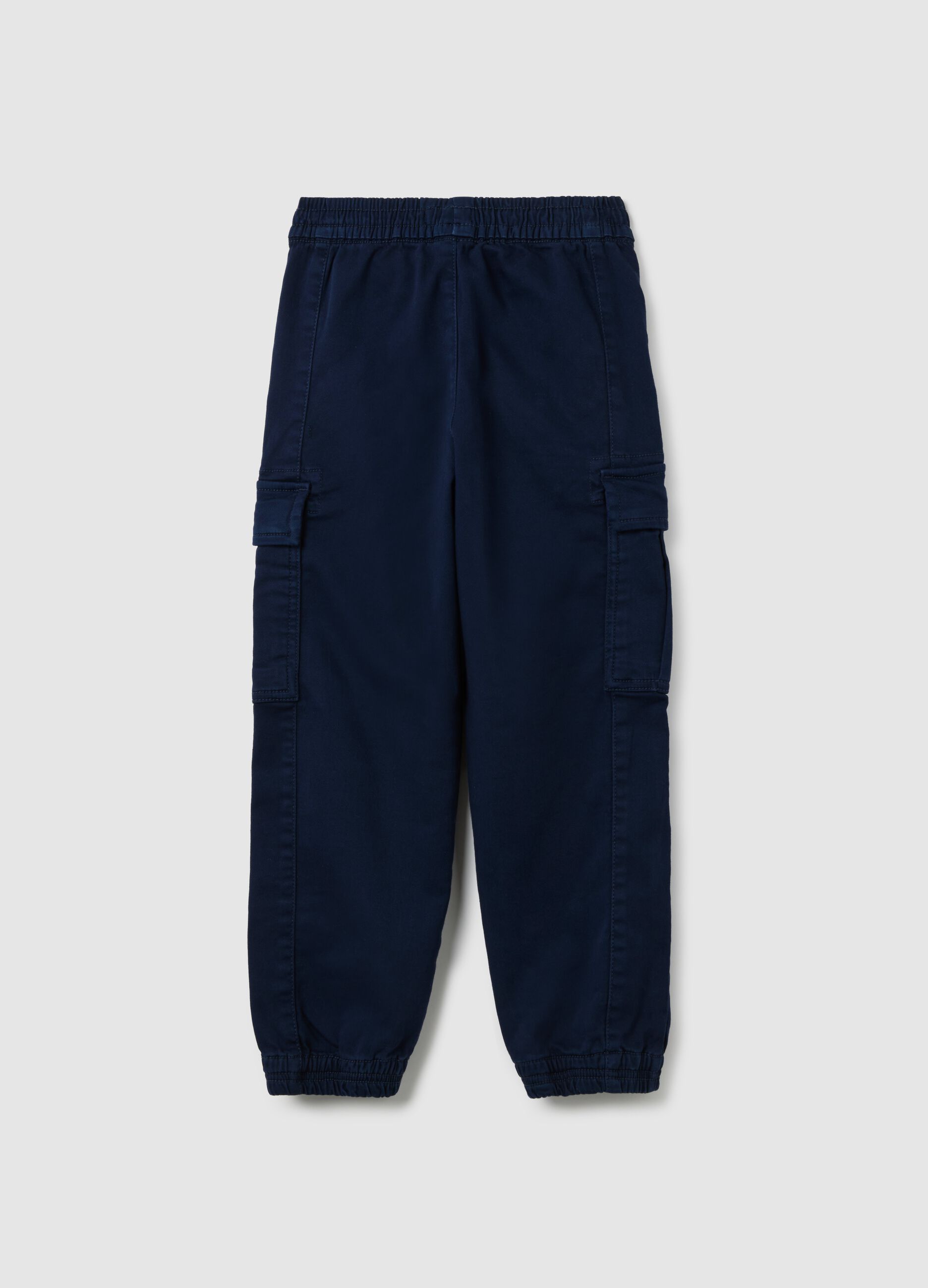 Children's stretch cotton blue cargo trousers